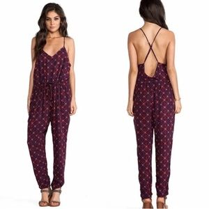 Free People Floral Sunset Jumpsuit Romper in Red Combo Size Medium